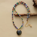 Designer Gold Plated Healing Stone Chain Pendant Necklace Heart Shape-for Parties Gifts Anniversaries Engagements