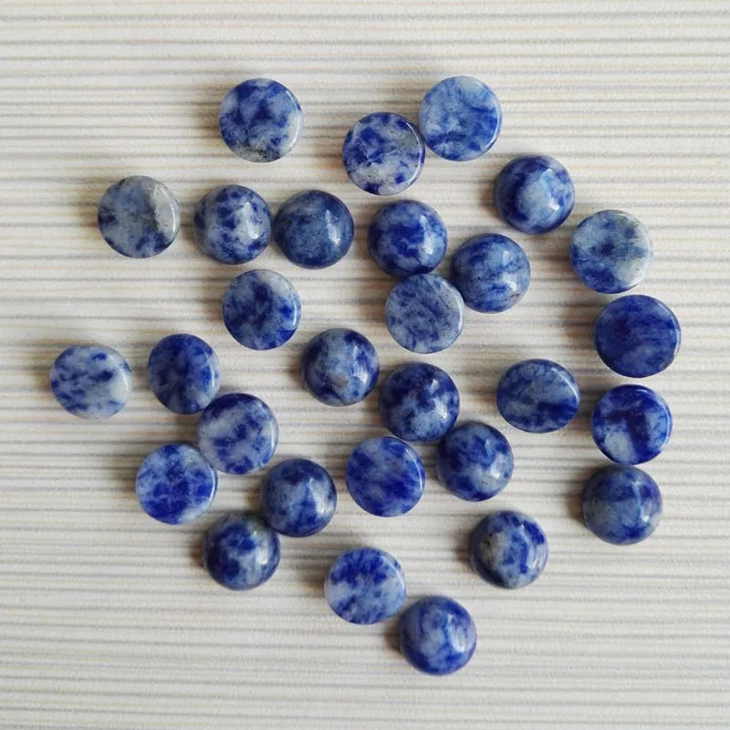 DIY Trendy Best Selling Gemstone Beauty Crystal Healing Stones Cabochon 8mm Blue Spot Stone Making Jewelry Crafts