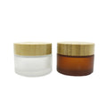 Frosted Luxury Jars for Cosmetic Body Butter Glass Container Jars with Bamboo Lid for Face Cream Jars Wooden Lid