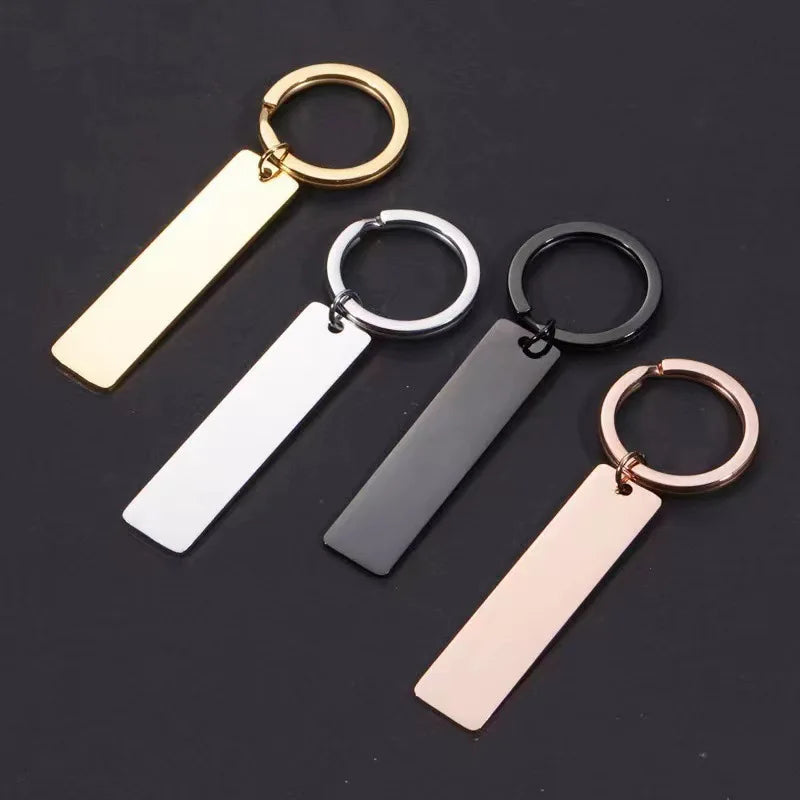 Stainless Steel Keychain Blanks Custom Jewelry Personal Logo Metal Key Chains Metal Laser Engravable Souvenir Keychain Name Tag