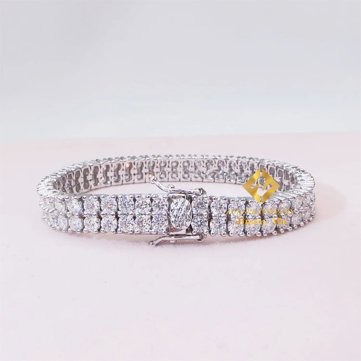 Factory Price Iced Out Chains Silver S925 3mm Two Rows VVS1 Moissanite Tennis Chain Bracelet Women and Men