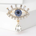 Simple Fashion Women Jewelry Pendant Brooch Scarf Collar Lapel Pin Crystal Water Drop Rhinestone Evil Eyes Brooch Pin