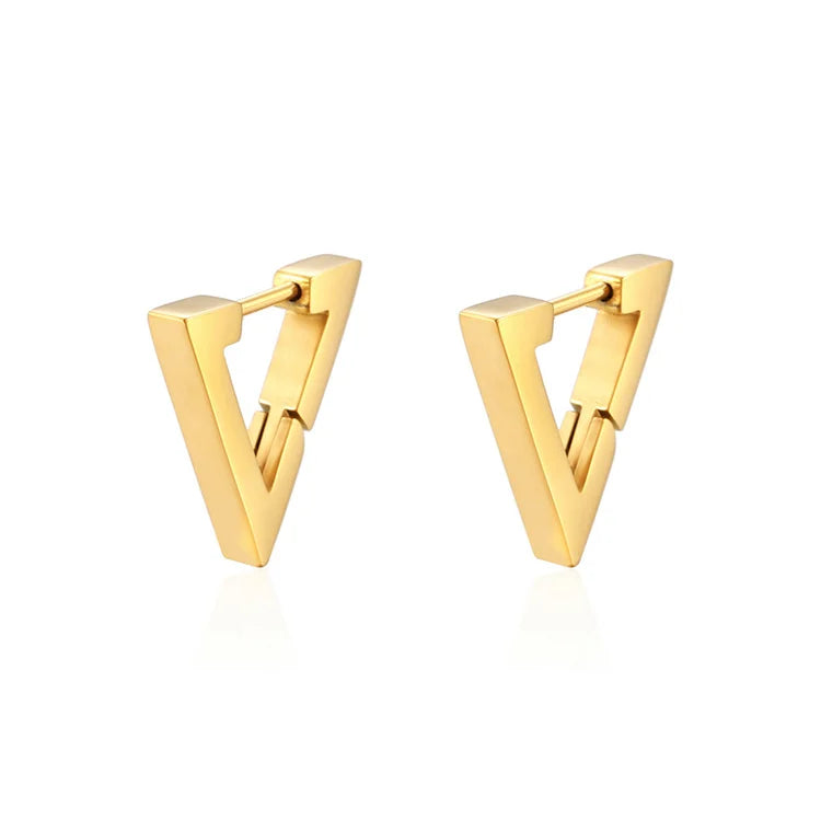 Hip Hop Unisex Jewelry 18k Gold Plated Earrings Jewelry Triangle Earrings