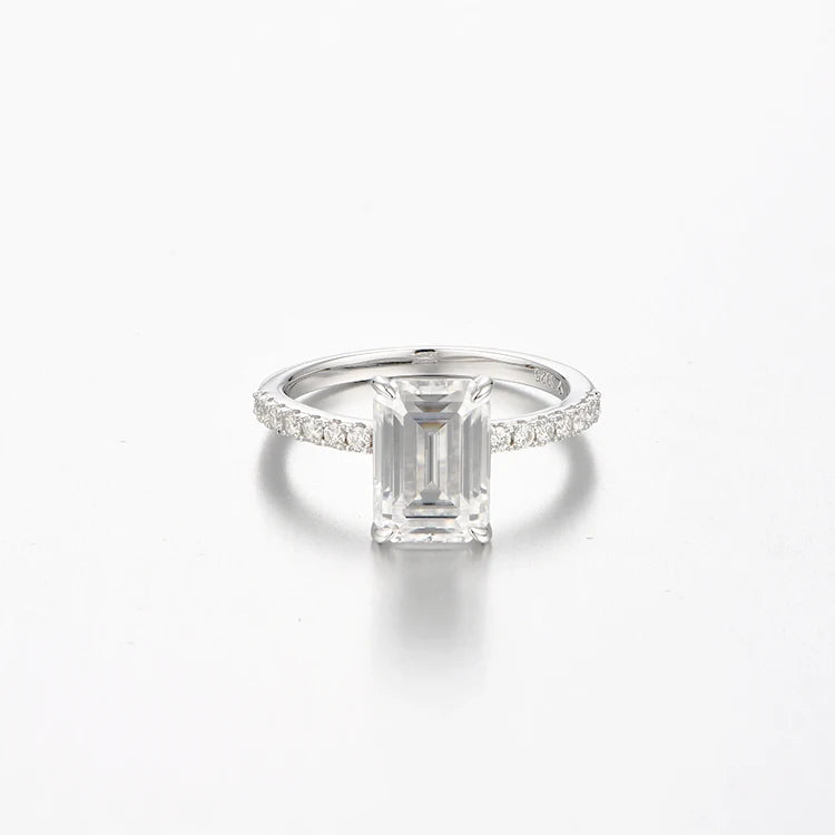 ATTA GEMS Hot Sale 2CT Emerald Cut 100% 925 Silver Women Wedding Band Moissanite Engagement Rings