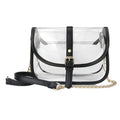 Wholesale Custom Ladies Transparent Clear PVC Messenger Bag Fashion Stadium Bag Organizer Chains Travel Shoulder Crossbody Sling