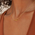 Minimalist OL Linked Chain Pendant Necklace Women 18K Gold Plated Stainless Steel Interlocked Double Ring Infinity Necklace