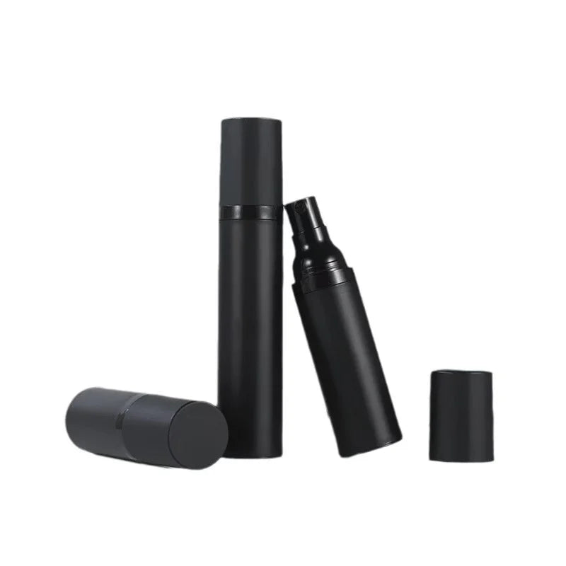 Matte Black Cosmetic Airless Pump Bottle 15ml 30ml 50ml Plastic Serum Spray Lotion Skincare Containers