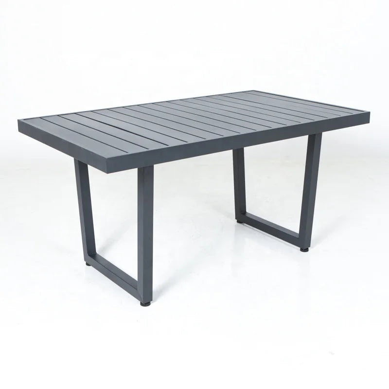 Joye Leisure Modern Farmhouse Aluminum Slat Dining & Coffee Table for Balcony