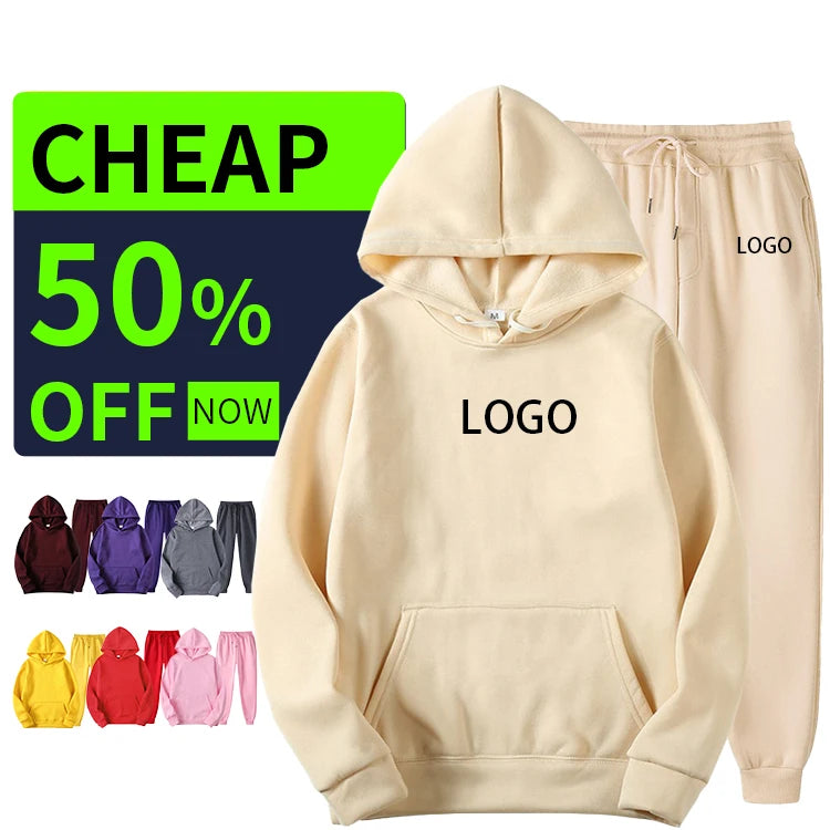 Cheap Sweatpants and Hoodie Set Clothing Manufacturers Blank Winter Hoodies Custom logo Embroider Plain Men Hoodies Unisex