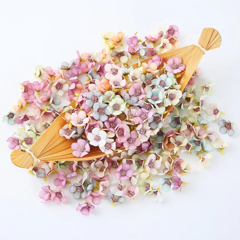 2cm Daisy Flower Heads Mini Silk Artificial Flowers for Wreath Scrapbooking Home Wedding Decoration