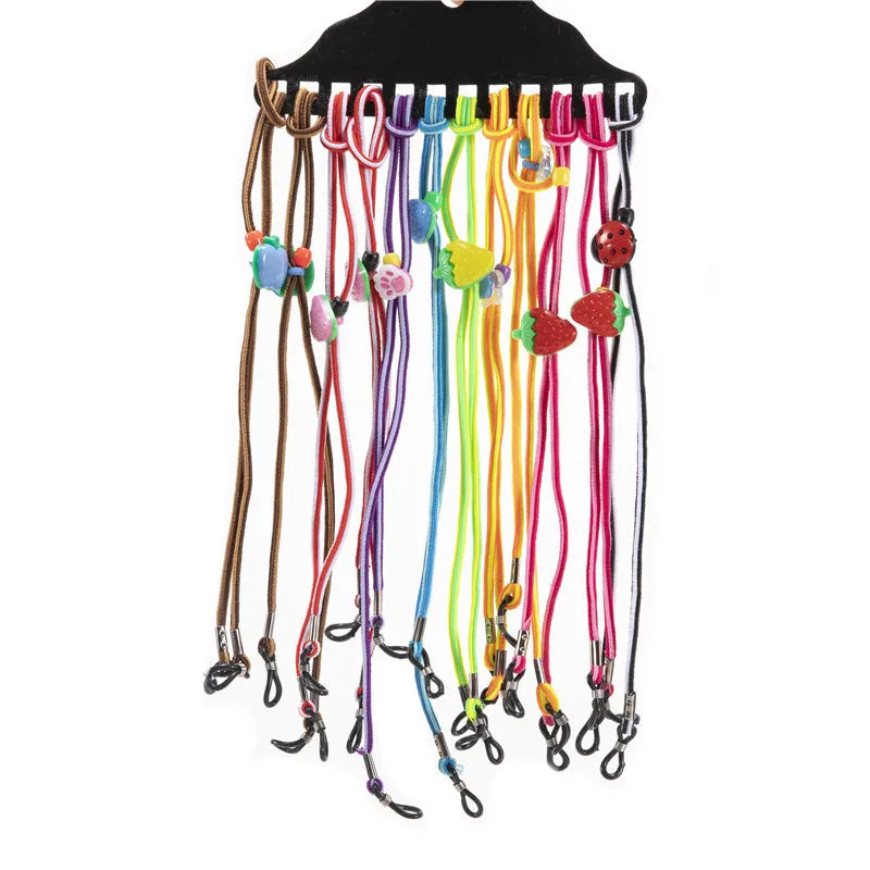 Children's Colored Rubber Glasses Chain with Sports Black Nylon Silicone Rope Lanyard for Sunglasses OEM Colors Model CC-3233