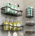 3/5 Piece Shower Storage Set With Hooks - Wall Mounted Drill-Free Adhesive Toiletries Soap Organizer Bathroom Accessories
