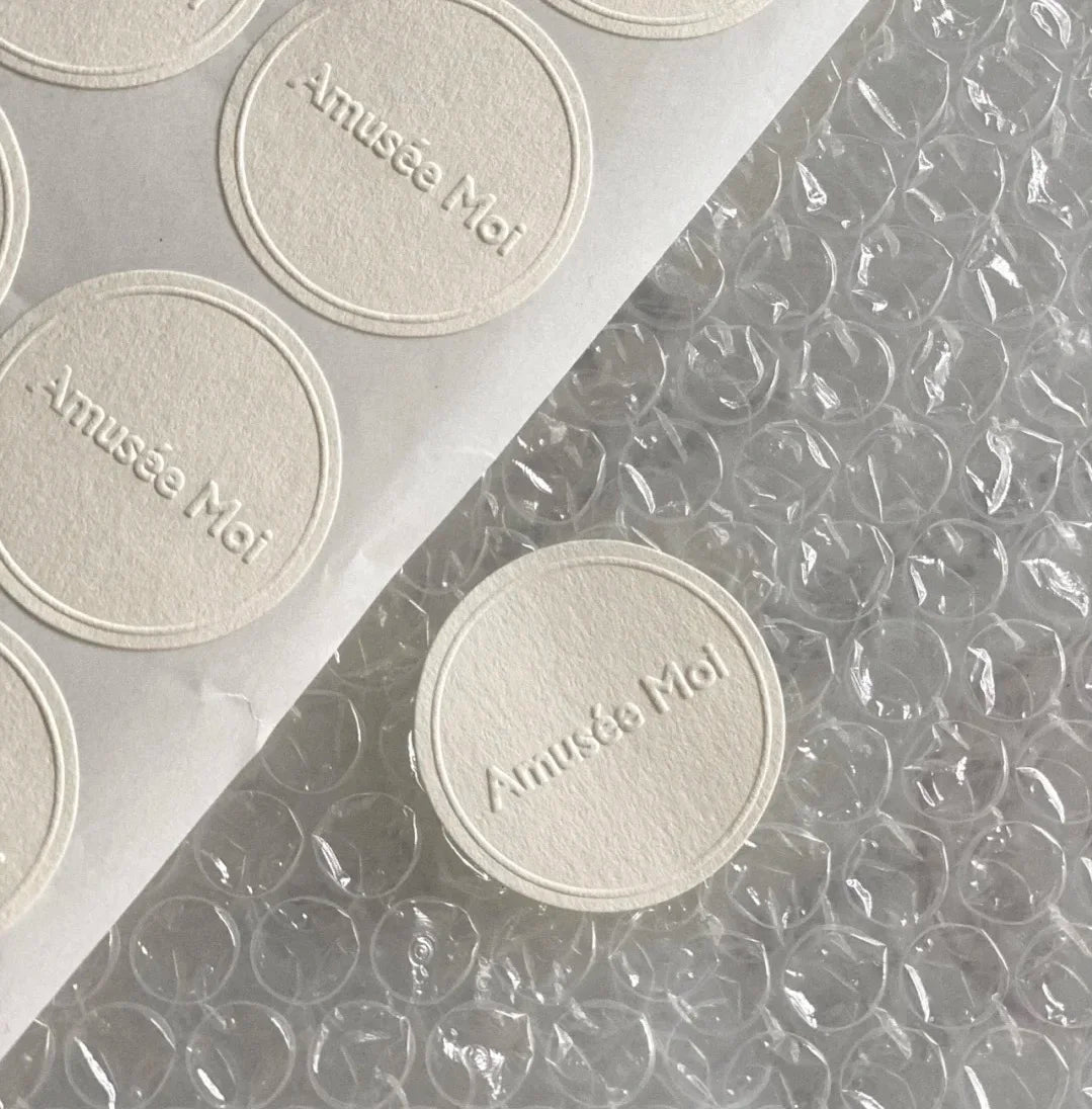 Thank You Stickers for Packing Sticker with Gold Impressed Custom Decorative Die Cut Embossed Custom Stickers