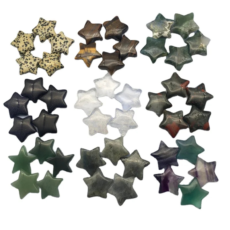 HOT Sale Natural Mix Material Mini Crystal Stars Lucky Wish Bottle Rose Quartz Star for Decoration and Gifts