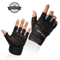 Black Nylon Gym Fitness Gloves with Wrist Support for Weight Lifting Outdoor Activities and Fishing