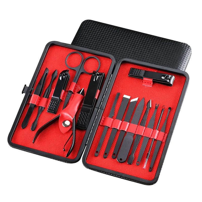 15pcs/18pcs Stainless Steel Manicure Nail Kit Set Men Grooming Kit Manicure Set Manicure Pedicure Set Professional
