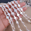 9*14mm Wholesale Natural White Irregular Cross Freshwater Pearl Bead Strand