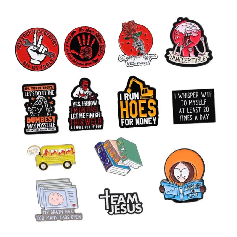 Newly Sarcastic Quotes Reading Book Badge Jesus Hardhat Construction Welding Enamel Pins