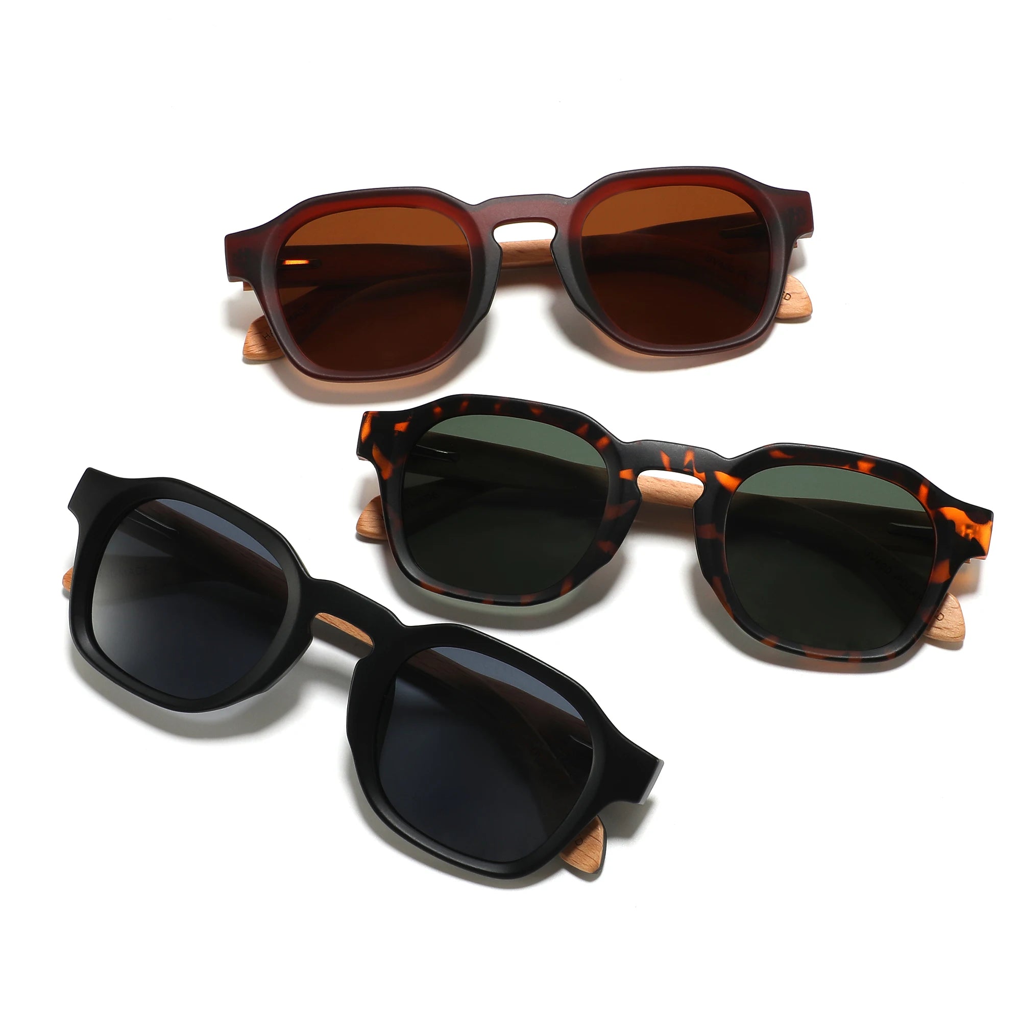 CONCHEN Manufacturer Yiwu Supplier 2025 Stock Men's Sun Glasses Square Frame Custom Logo Engrave Zebra Wood Sunglasses Polarized