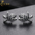 Passed Diamond Test Party Jewelry Black Moissanite 925 Sterling Silver Wist Knot Shape Stud Earrings for Men