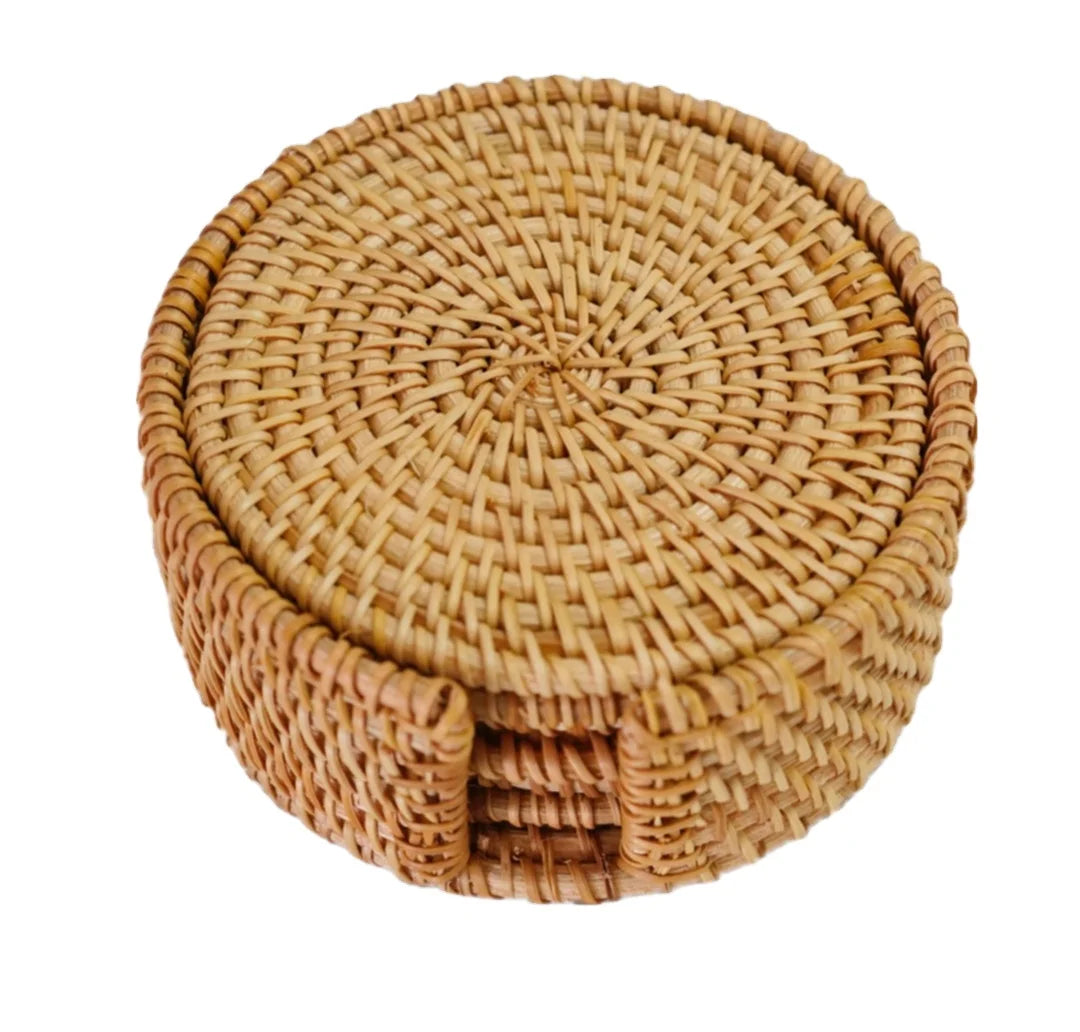 Handmade Rattan Placemats Woven Kitchen Placemats  Heat Resistant Insulation Mats for Kitchen Dining Table