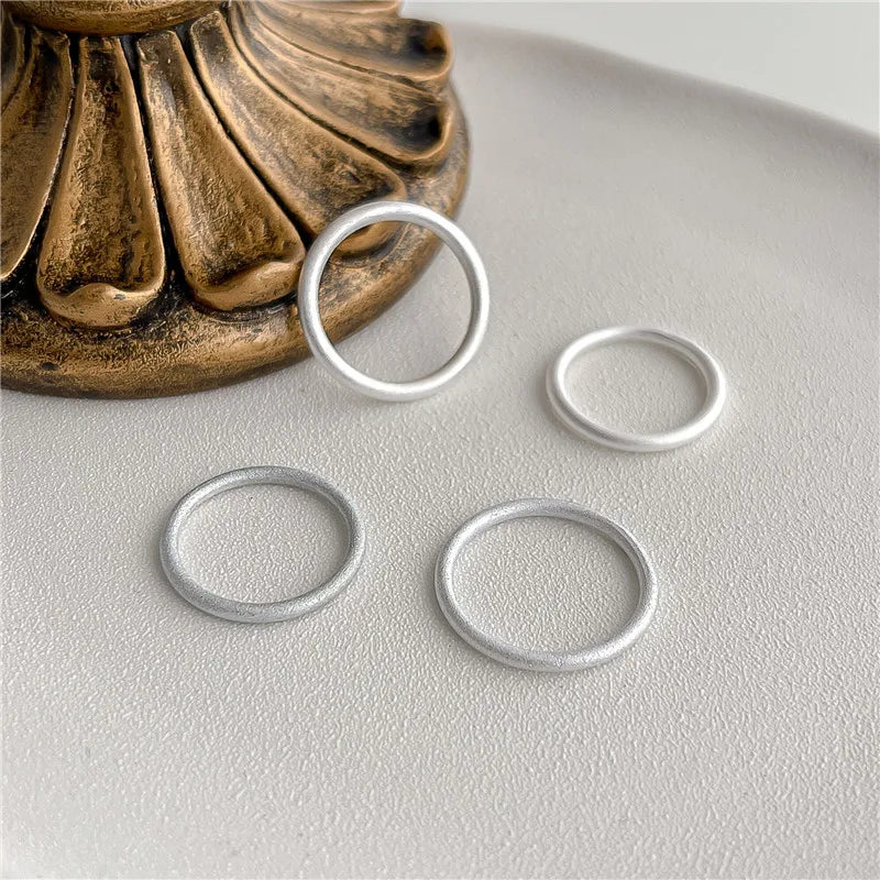 1 Piece HK Size Wholesale 925 Sterling Silver Round Frosted Stackable Finger Rings for Party Gifts Jewelry