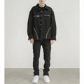 OEM Private Label Men Custom Stock Dropshipping Black Zipper Mens Denim Jacket