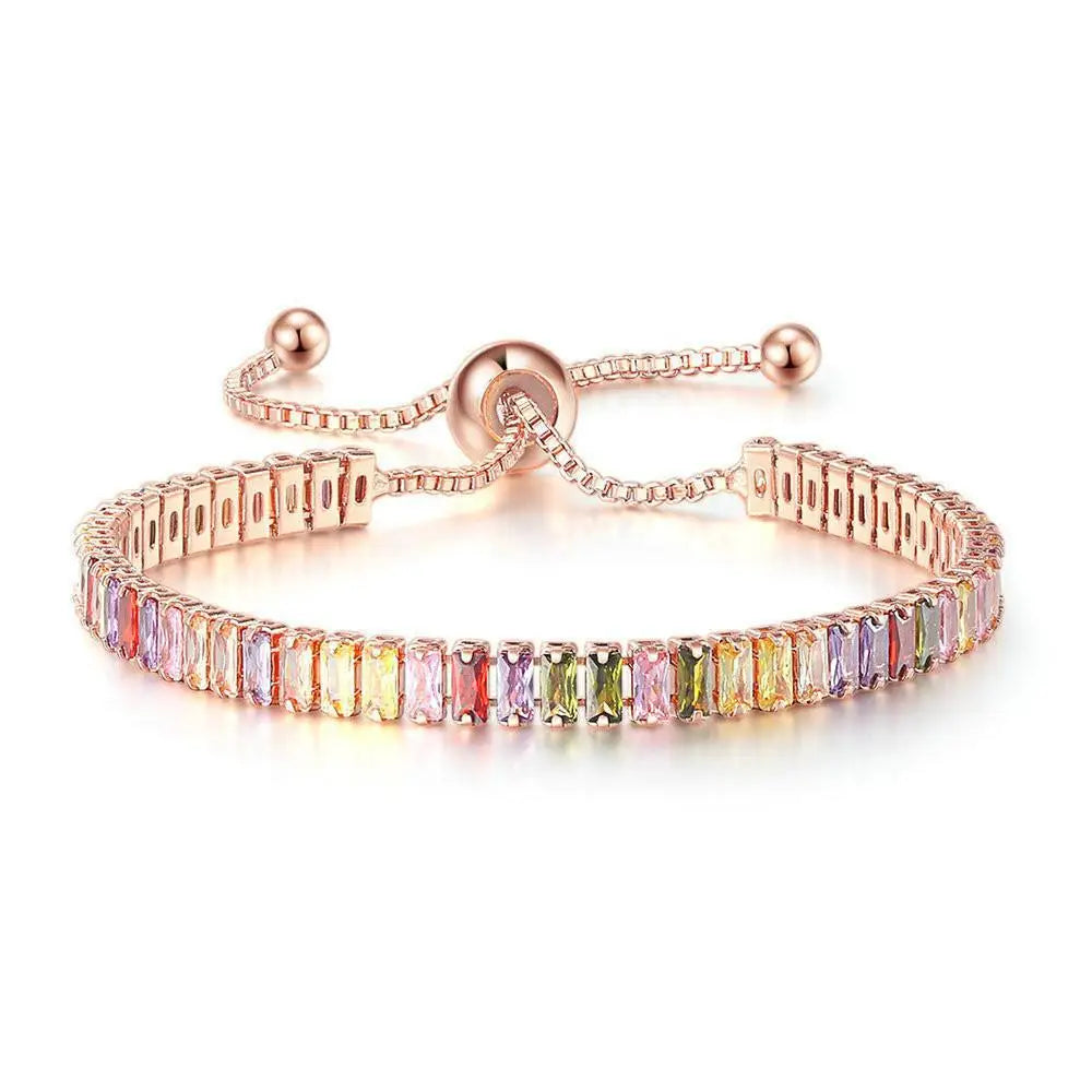 Colorful Diamond Tennis Crystal Bracelet New Trendy Korean INS Style Bracelet for Women