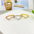 Stainless Steel 18k Gold Full Zircon V-shaped Heart Shaped Inlaid Zircon Stacking Ring