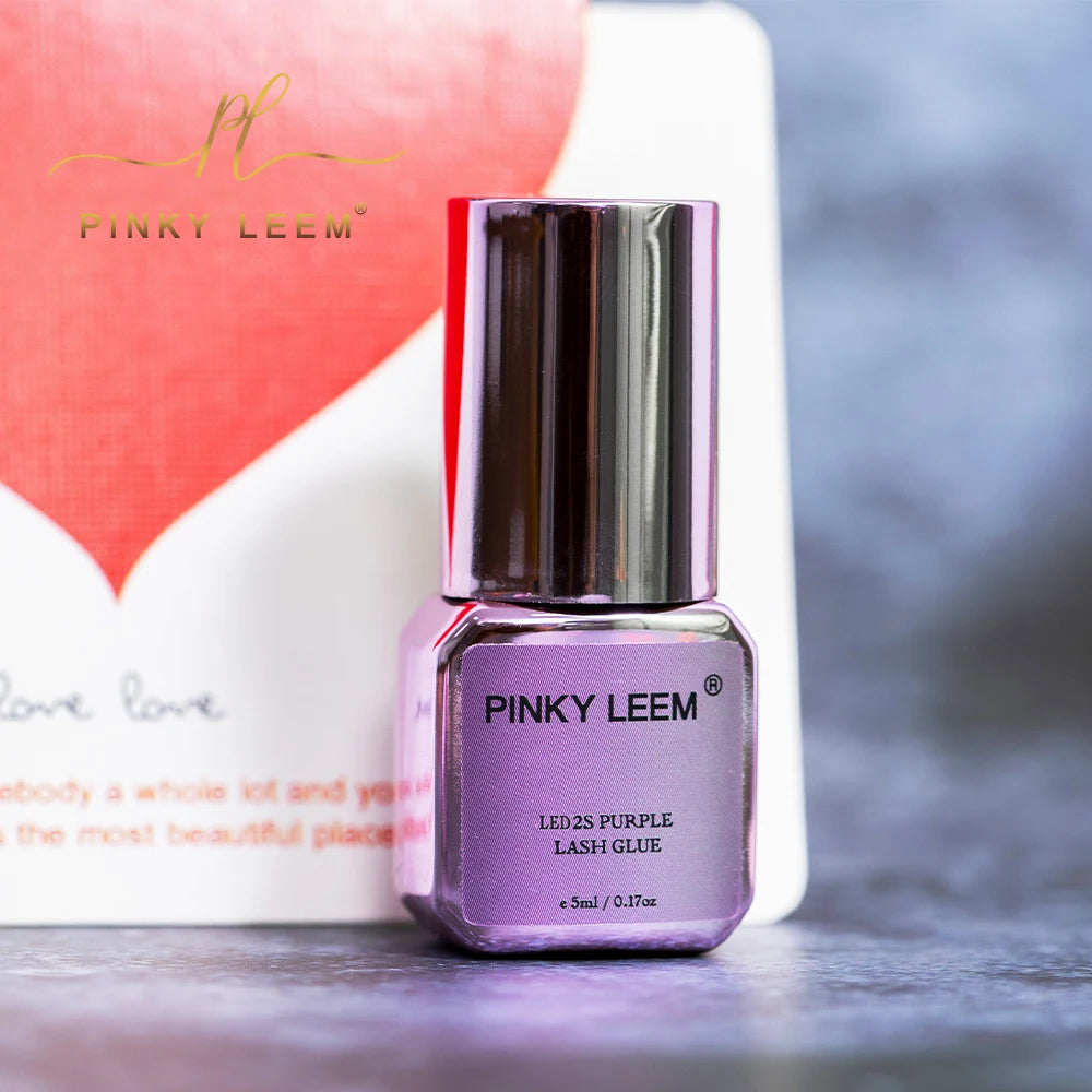 Pinky Leem Wholesale New LED Purple Lash Glue with Eyelash Extension Fast Drying Waterproof Uv Eyelash Glue Violet Purple