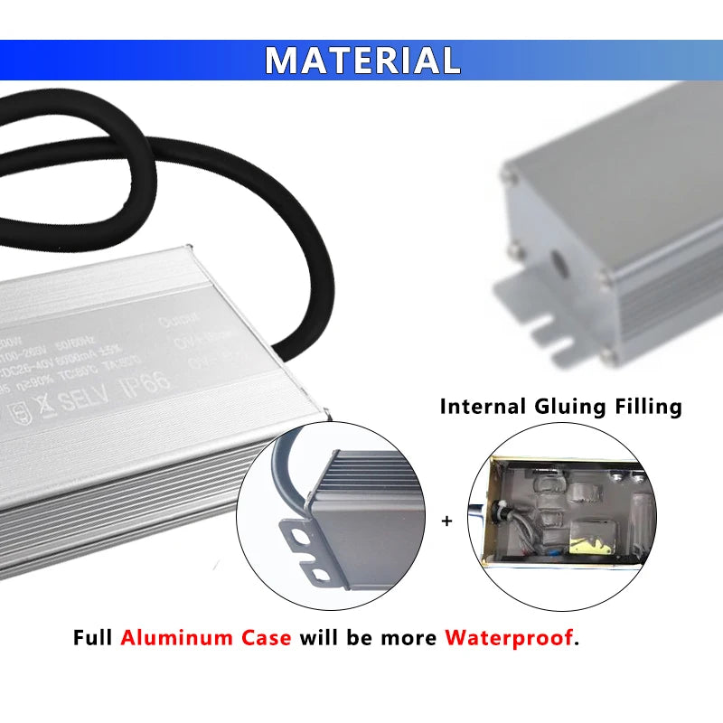 AC-DC 6000mA LED Driven Lighting Transformer 100-265V AC to DC 26-40V 200W Outdoor Waterproof Constant Current Power Converter