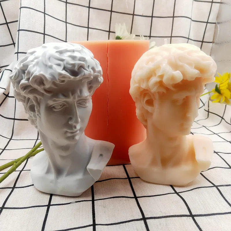 1031-1 3D DIY Large Size Aromatherapy Material Silicone Molds David Plaster Portrait Candle Mold