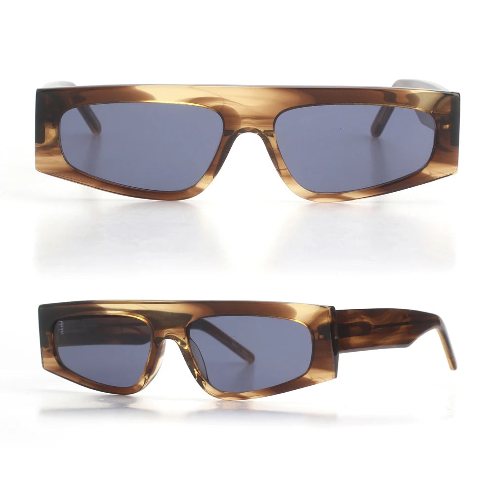 Fashion Glass Hot Sale New Style High Quality Unisex One Piece Frame Sun Glasses Small Square Acetate Sunglasses