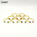 WT-B650 Newest Design Fashion 18K Real Gold Plated Resist Tarnishable Double Round Labradorite Stone Open Size Women Bangle
