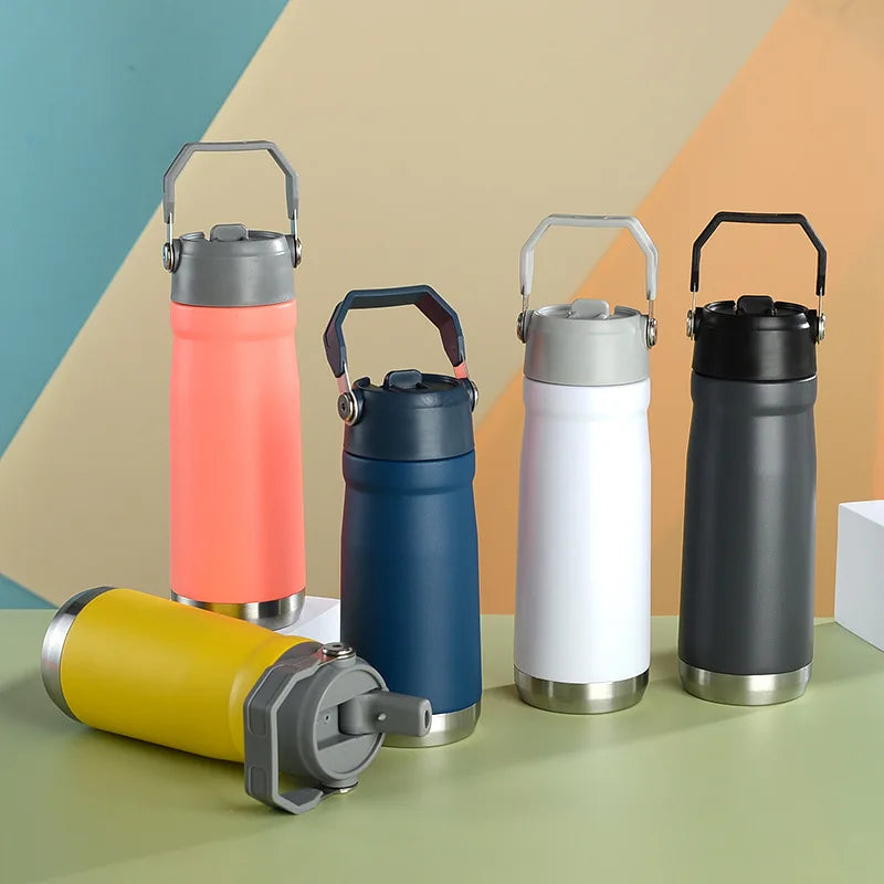 2023 New Double Wall Vacuum Flasks 18/8 Stainless Steel Insulated Sports Water Bottle with Handle