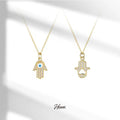 HOVANCI Non Tarnish PVD 18k Gold Stainless Steel Fashion Necklace Water Wave Chain Necklace Palm Eye Pendant Necklace
