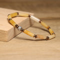 Luxury Stainless Charm Bracelet with Aventurine Yellow Beads Natural Stone Geometric Style Trendy Healing Energy Religious Gift