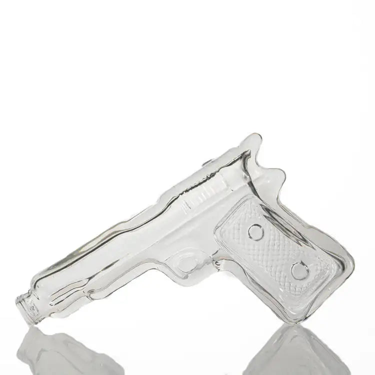Wholesale Clear Wine Bottle 150ml Pistol Gun Shape Wine Liquor Glass Bottle With Screw Metal Cap