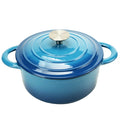 COOKWIN Enameled Cast Iron Dutch Oven With Lid Round Ceramic Enamel Coated Casserole Dish Cookware Pot With SS Knob Blue