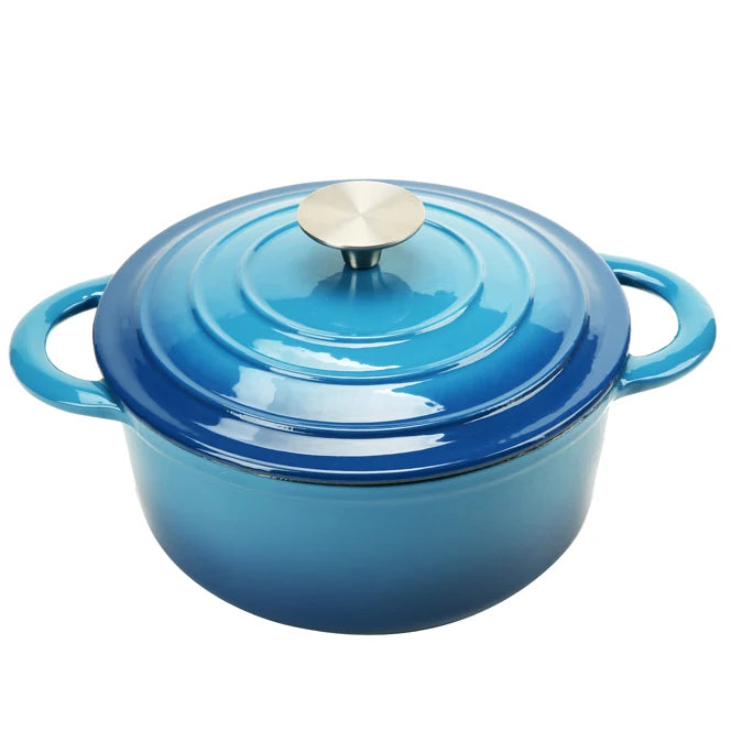 COOKWIN Enameled Cast Iron Dutch Oven With Lid Round Ceramic Enamel Coated Casserole Dish Cookware Pot With SS Knob Blue