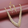 6 Models Fashion Bling Bling Rhinestone Bridal Jewelry Set 18K Gold Plated Pearl Necklace Earrings Women's Clothing Accessories