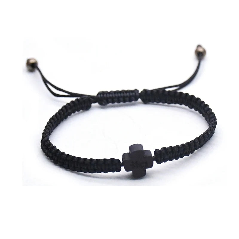 Wholesale Handmade Christian Symbol Religious Accessories Wooden  Cross Rosary Bracelet
