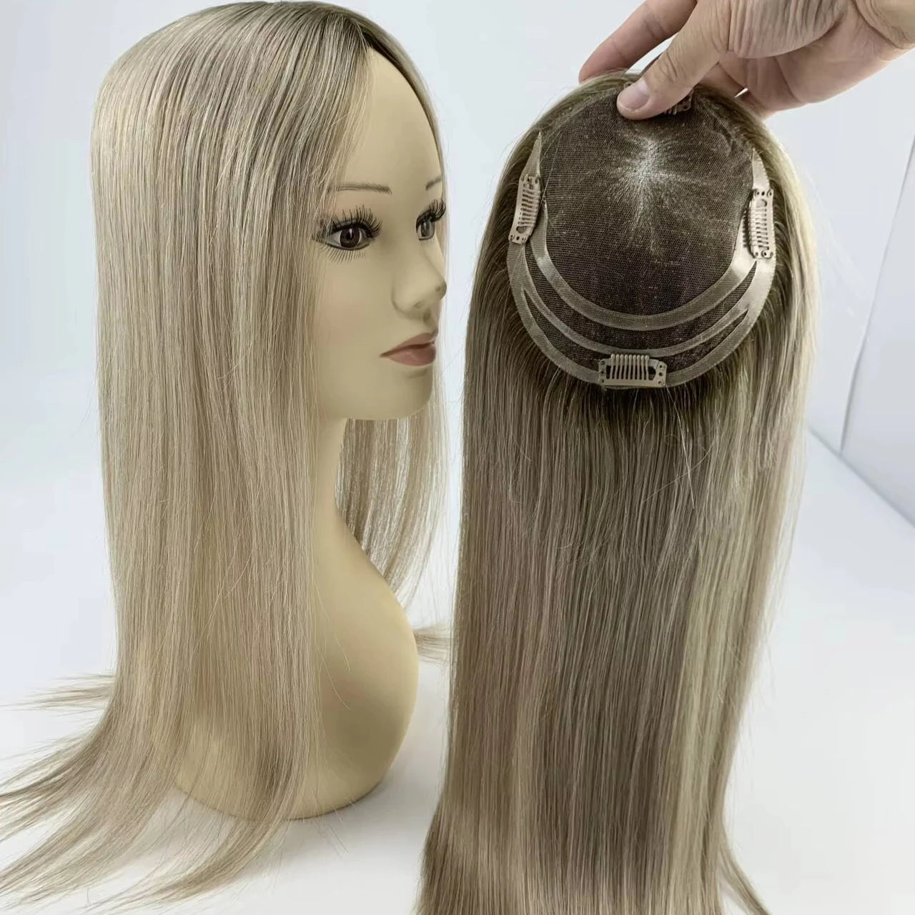 High-End Swiss Net Base 5*6 Topper in the Stock Ombre Balayage Color Virgin Human Hair Topper for Women