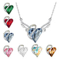 Trendy Angel Wing Heart Pendant Necklace with Gemstone Personalized Zinc Alloy Link Chain for Party Christian Religious Symbol