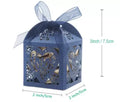 Custom Laser Cut Wedding Party Favor Fancy Style 5x5x7.5cm Paper Box Candy Bag Chocolate Gift Boxes with Ribbon