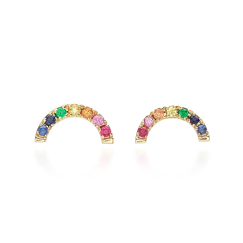 Customized rainbow Jewelry Fashion Sterling Silver Stud Earrings for Women