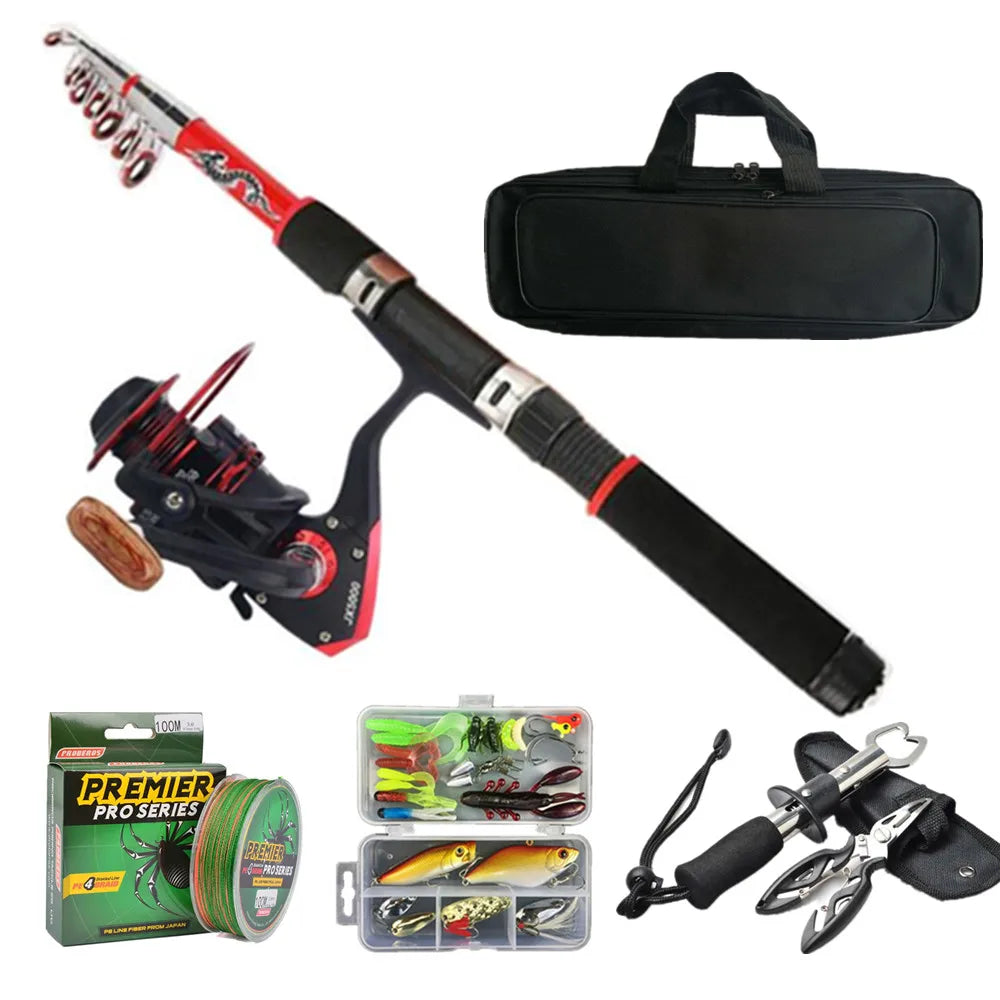 Lightweight Portable 1.8M-3M High Carbon Fiber Fishing Rod 3000 Reel Set Fishing Tool Set With Fishing Line Best Quality