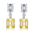 Fine Jewelry Yellow Cubic Zirconia Earrings 925 Sterling Silver CZ Hypoallergenic Women Earings