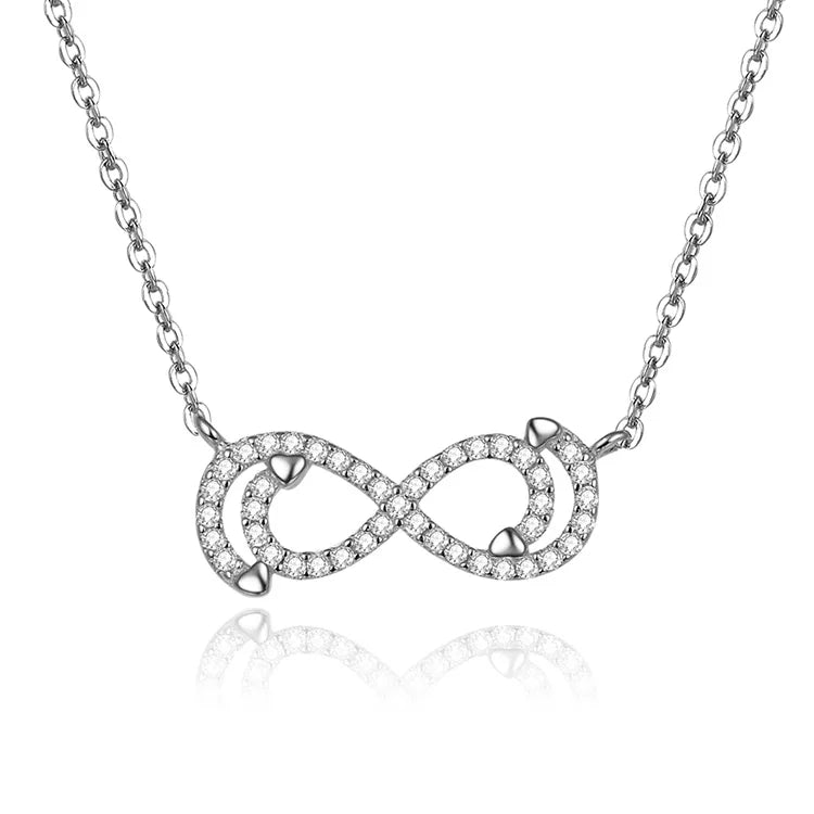 Infinity Love Pendant Necklace 925 Sterling Silver with White Gold Plated Diamond for Women Anniversary or Gift Giving