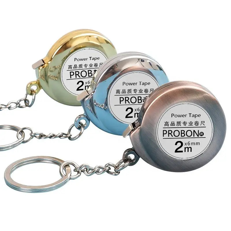 Probon Cheap Mini 2m Cute Steel Measuring Tape Keychain High Quality Round Small Tape Measure